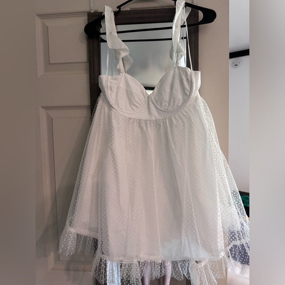 Mini White Swiss Dot Dress